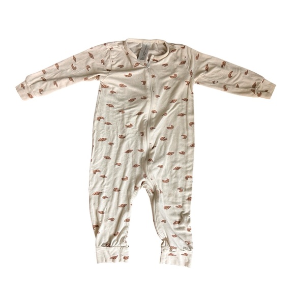 12m Croissant Pastry Bread Print Zipper Onesie Romper Modern Moments Gerber 12 m - Picture 2 of 5